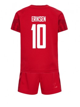 Otroški Nogometna dresi replika Danska Christian Eriksen #10 Domači SP 2022 Kratek rokav (+ hlače)
